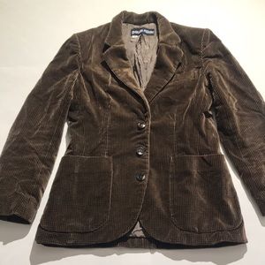 Paula Saker houndstooth blazer womens sz XS chocolate brown VINTAGE